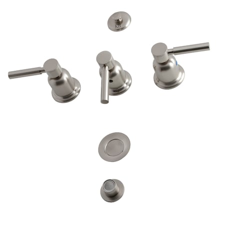 Kingston Brass Concord KB6328DL 3-Handle Bidet Faucet, Brushed Nickel KB6328DL